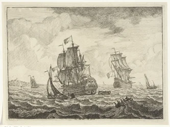 Seascape med to tre-mastere