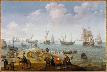 Fiskescene-maleri av Adam Willaerts (1577-1664) Privat samling fra 1600-tallet