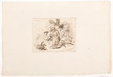 Juda gir Tamar signetringen sin Tamar et Judas (tittel på objekt) Seks trykk etter tegninger av Rembrandt, oppbevart i Hofbibliothek i Wien (serietittel) Six estampes gravées d