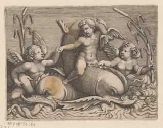 Tre putti med delfiner