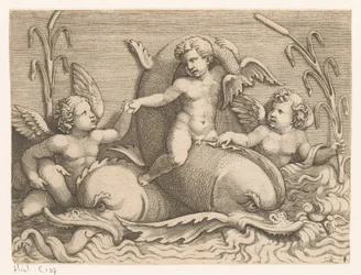 Tre putti med delfiner