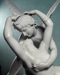 Kjærlighet og psyke detalj. Marmorskulptur av Adamo Tadolini (1788-1868), basert på arbeidet til Antonio Canova (1757-1822) laget i 1787-1793. Villa Carlotta, Tremezzo