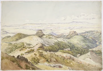 Utsikt fra Cerro de Navajas, Hidalgo, Mexico (akvarell)
