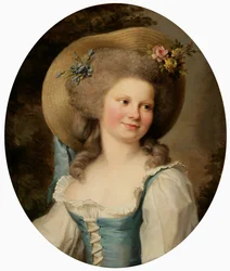 Madame Dugazon 1755-1821 som Babet i komedien Blaise and Babet, eller Suite of the Three Farmers.