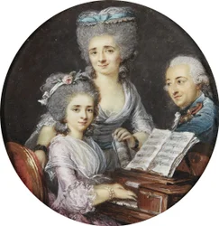 Adelaide Labille-Guiard - Portrett av en mor og far med datteren deres ved et cembalo