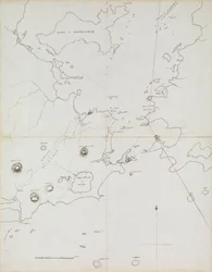 Kart over havnen i Rio de Janeiro, Brasil, ca. 1849 (penn, blekk)