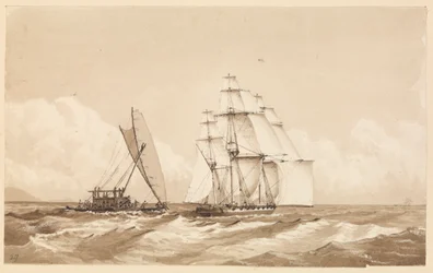 Dobbel kano utenfor Moalu, Feejee-øyene, 26. september 1849 [Fiji]