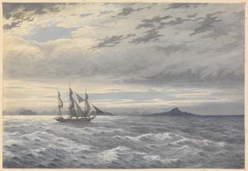 HMS #39;Daphne#39; utenfor Kapp Horn, 28. mai 1852 (akvarell)
