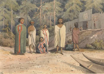 «Indianere ved Fort Rupert, Vancouvers øy, juli 1851 [Canada]»