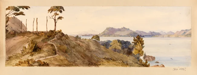 Ser opp Borneo-elven fra Chermin Island fra Vestindia, Nord-Amerika og Borneo-utklippsboken