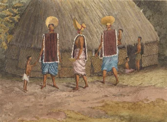 Søndagsluer på Navigatorsøyene (Samoa), Apiabukta, 14. september 1849 (akvarell)
