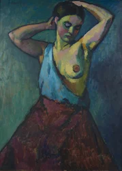 Jente i rødt skjørt, 1910.