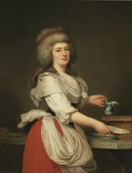 Adelaide Augie (eller Auguier), hushjelp til dronningen som meieripike ved Trianon - Madame Adelaide Aughie, venn av dronning Marie Antoinette, som meieripike på Trianon, av Wertmuller, Adolf Ulrik (1751-1811). olje på lerret