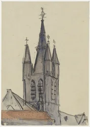 Tårnet i den gamle kirken i Delft