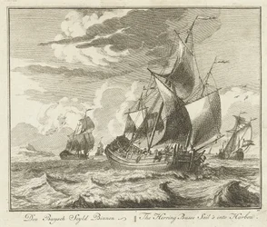 Silderør seiler hjem, ca 1725 Den Buysch Seyld Binnen / The Herring Busse Sail