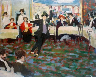 Maurice Chevalier, av Adolfo Levier (1873–1953), olje på papp, 49 x 60 cm. Italia, 1900-tallet.