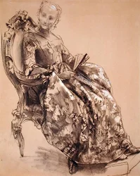 En studie av prinsesse Amalie av Preussen (kritt på papir)