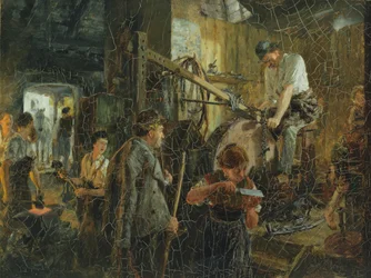 Knivsliperen ved smia i Hofgastein, 1881