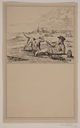 Gjeteren og hunden. Nei. 7 i Chr. Winther og M. Rørbye, "25 bilder for små barn"