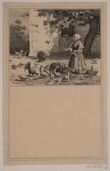 I hønsegården. Nei. 11 i Chr. Winther og M. Rørbye, "25 bilder for små barn"