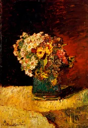 En vase med blomster