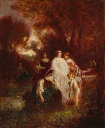 Figurer i skogen, ca. 1857-1862 (olje på stoff)