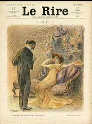 Illustrasjon av Adolphe dit Willette (1857-1926) for omslaget til Le Rire, 09/10/09 - Flørt - Kjærlighet, mote, intern arkitektur