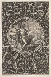 Paris i en dekorativ ramme med grotesker, ca. 1580-1600.
