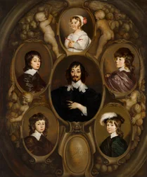 Portrett av Constantijn Huygens (1596–1687) og hans fem barn