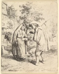 Mann snakker med en kvinne, 1610-85.
