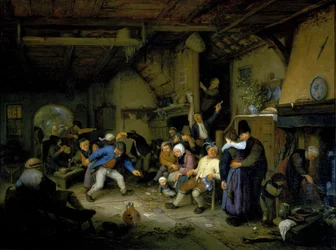 Bønder som danser i en taverna