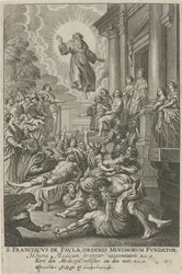 H. Franciscus van Paola geneest de zieken St. Francis de Paula, grunnlegger av Mindreordenen (tittel på objekt)