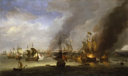 Ødeleggelsen av «Soleil Royal» i slaget ved La Hogue, 23. mai 1692, ca. 1700 (oljemaleri)