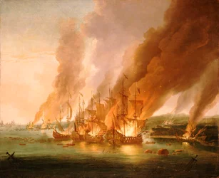 Slaget ved La Hogue, 23. mai 1692, sent på 1600-tallet (oljemaleri)