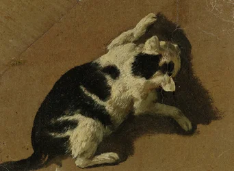 Katt som leker (børstetegning)