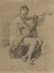 Sittende kvinnelig akt, ca. 1660-70