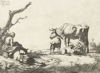 Hyrde og gjeterinne med storfe, 1653