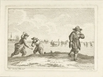Snøballkastere, gravert av Anthonij van der Haer, ca. 1745-85 (etsing)