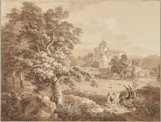 Fiskere ved elven Zschopau ved Kriebstein slott, Sachsen
