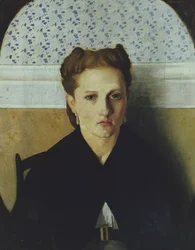 Portrett av kunstnerens kone (olje på lerret)