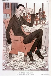 Humoristisk portrett av Paul Morand - av Barrère i "Fantasio"" fra 15.09.1928