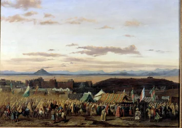 Fangen av Setif i Algerie av troppene til hertugen av Orleans Maleri av Adrien Dauzats (1804-1868) 1839 Orleans, Museum of Fine Arts
