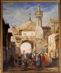 Utsikt over en moske i Kairo Maleri av Adrien Dauzats (1804-1868) Blois fra 1800-tallet, Museum of Fine Arts