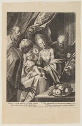 Den hellige familie med Saint Anne og to engler