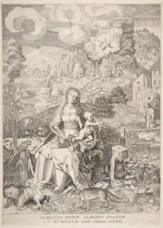 Jomfru og barn i et landskap, ca. 1597.
