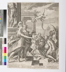 Athena introduserer Painting Among the Muses, ca. 1603 (etsing og gravering)