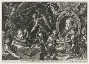 Bartholomaeus Spranger og hans kone, Christina Muller, 1600 (gravering på lagt papir)