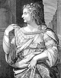 Domitia Longina kone til Domitian (gravering)