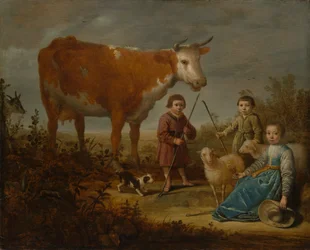 Barn og en ku, 1635-39.