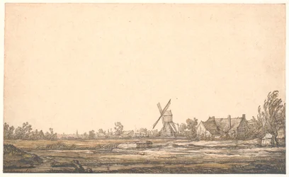 Landskap med mølle